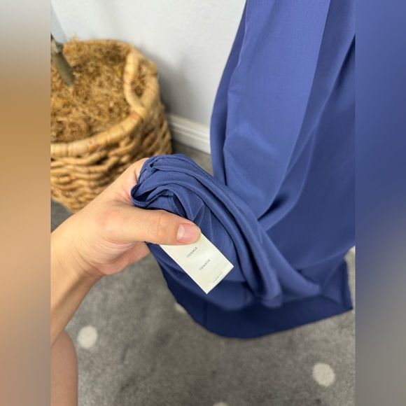 Rebecca Taylor Dark Clay Blue Purple Crochet Knit Halter Neck Maxi Silk Dress - Picture 6 of 6